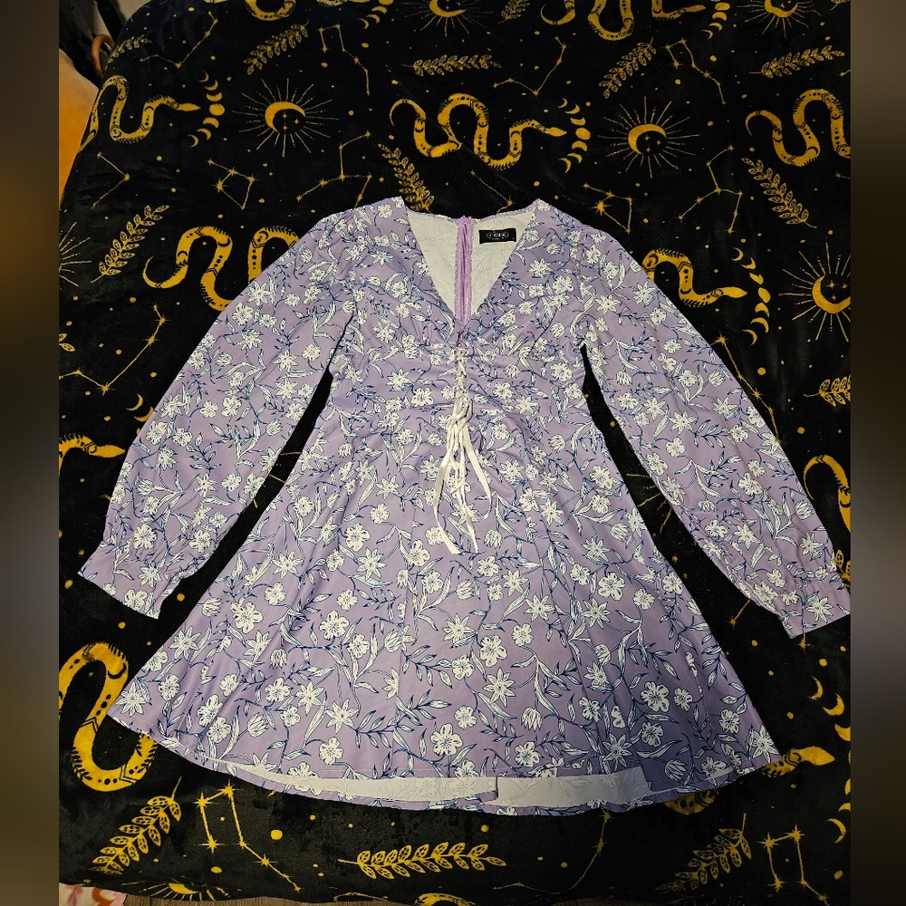 Purple floral cider dress